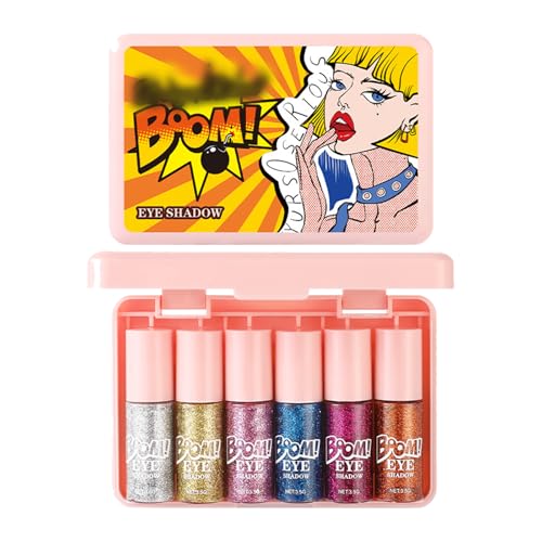 6 Farben Metallic Flüssiges Lidschatten Set Wasserdicht Schimmernder Glitzer Für Tägliche Verwendung Pulver Basisflüssigkeit von FIRSTXIU