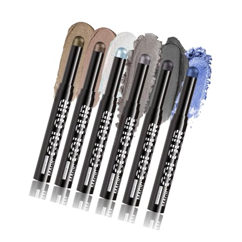 6 Farben Schimmer Lidschatten Stick Set Highlighter Lidschatten Bleistift Wasserdichte Glitzern Creme Eye Maekup Für Frauen Mädchen Highlighter Lidschattenstift Set von FIRSTXIU