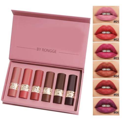 6 Farben Wasserdichtes Lippenstift Set Für Verschiedene Make Up Aussieht Elegante Matte Lippen Gloss Für Frauen Mädchen Farbstand Lippenstift Sammlung von FIRSTXIU