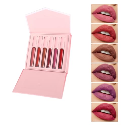 6pcs Flüssiger Lippenstift Set Für Frauen Und Mädchen Wasserdichte Pigmentierte Lipgloss Schöne Farben Für Jeden Anlass Mode Lippen Make Up von FIRSTXIU