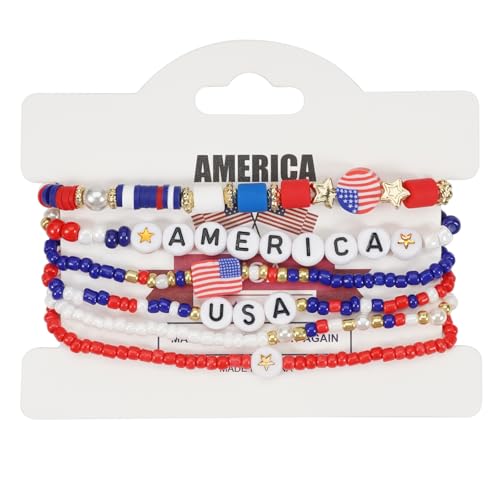 6pcs Stilvolle Independence Day Stretch Armbänder Rot Weiß Blau Perlen Mit Legierungsstar Anhänger Nationaler Feier Amerikaner Flag Star Charm Schmuck Schmuck 6pcs Stilvolle Independence Day Stretch Armbänder Rot Weiß Blau Perlen Mit Legierungsstar Anhänger Nationaler Feier Amerikaner Flag Star Charm Schmuck Schmuck von FIRSTXIU