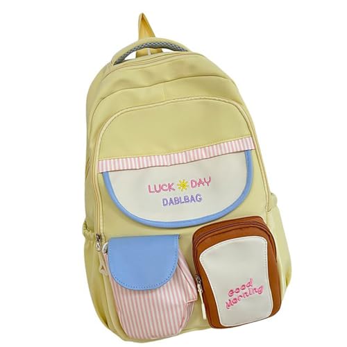 Ästhetische Kontrastfarbe Nylon Rucksack Multifunktionaler Großkapazität Student Reißverschluss Buchstasche Für Schul Und Reise Grundschule Für Mädchen von FIRSTXIU
