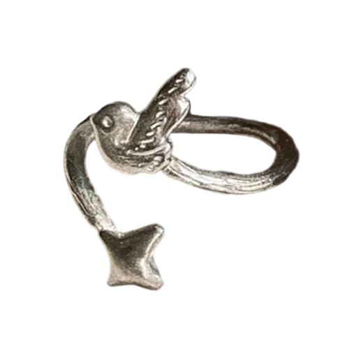 Artistics Bird With Stars Ringe Verstellbares Legierungs Accessoire Detail Handwerkskunst Unisex Für Feiertage Oder Feierlichkeiten Vogel Und Sternschmuck von FIRSTXIU