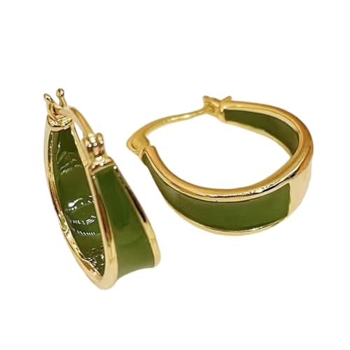 Bequeme Unregelmäßige Grüne Metallohrringe Geometrische Form Ohrmanschetten Elegantes Accessoire Für Partys Und Veranstaltungskleidung Modeschmuck von FIRSTXIU