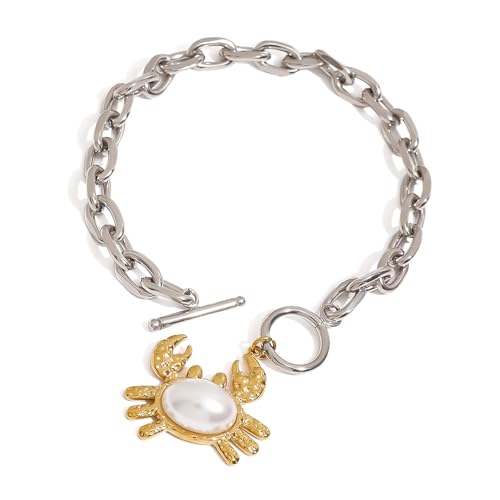 Berufung Wasserdichtes Edelstahlschmuck Set Krabben Anhänger Halskette Ohrringe Armband Für Frauen Empfindliche Haut Wasserdichte Urlaub Schmuck von FIRSTXIU