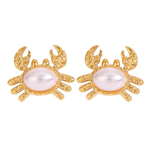 Berufung Wasserdichtes Edelstahlschmuck Set Krabben Anhänger Halskette Ohrringe Armband Für Frauen Empfindliche Haut Wasserdichte Urlaub Schmuck von FIRSTXIU