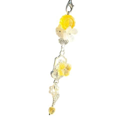 Blumenglocken Perlen Telefongurt Verstellbarer Charme Schlüsselbund Handgefertigt Mit Acrylperlen Für Frauen Mädchen Geldbeutel Taschen Charme Mit Windchime Design von FIRSTXIU