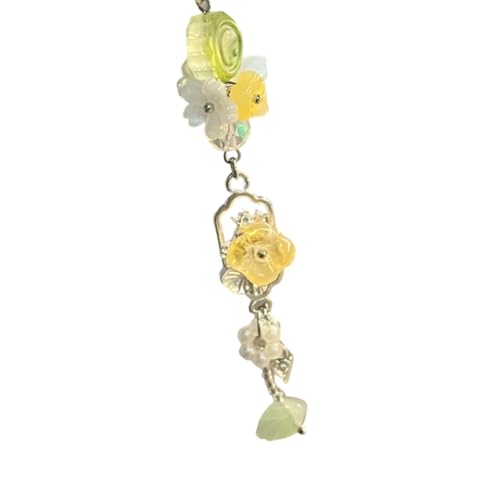 Blumenglocken Perlen Telefongurt Verstellbarer Charme Schlüsselbund Handgefertigt Mit Acrylperlen Für Frauen Mädchen Geldbeutel Taschen Charme Mit Windchime Design von FIRSTXIU