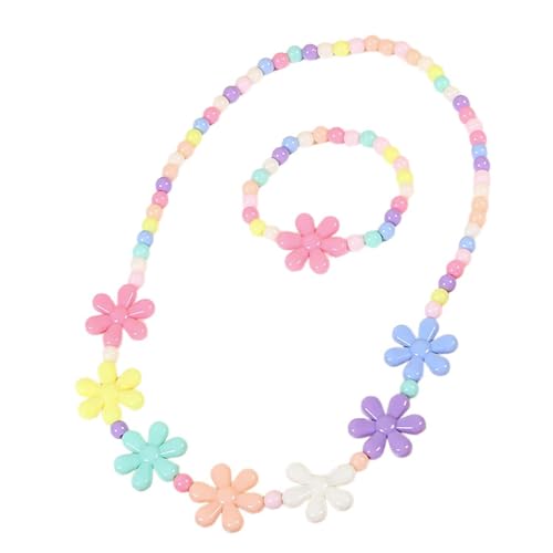 Bonbonfarbe Perlen Halskette Armband Set Kinder Schmuck Set Party Schmuck Kunststoff Textur Geburtstag Perfekt Für Kinder Präsentieren Party von FIRSTXIU
