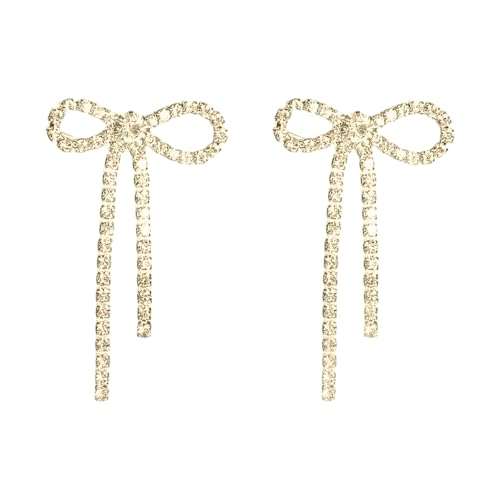 Bowknot Ohrringe Strasssteine 4.4x2 7 Cm Brautzubehör Elegant Lang Modisch Für Hochzeiten Und Partys Gold/Silber Hochzeit Ohrringe von FIRSTXIU