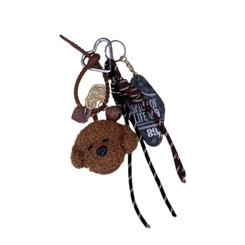 Cartoon Bärenhund Schlüsselhalter Plüsch Ornament Für Geldbörsen Und Auto Weicher Und Komfortabler Taschen Anhänger Auto Ornament Für Frauen Bären Hund von FIRSTXIU