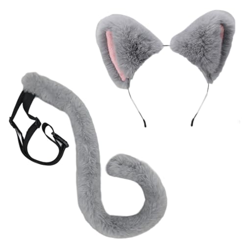 Cartoon Katzen Ohrform Haar Hoop Mit Schwanzbetreizen Haartband Rollenspiel Party Kopfbedeckung Für Teenager Frauen Plüsch Stirnbänder Frau Waschen Gesicht Stirnbänder Spa Professionelle Stirnband von FIRSTXIU