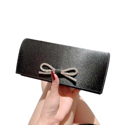 Damen Silky Evening Bag Funkelnde Strassstiche Bowknot Geldbörse Hochzeit Prom Formelle Geldbörsen Party Cocktails Handtasche Mit Ketten Eleganter Handtasche von FIRSTXIU