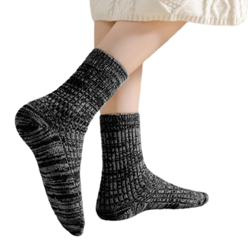 Damen Vintage Faux Woll Slipper Socken Weicher Winter Dicker Warm Gerippter Strick Lässig Schlafsocken Für Winter Herbstsaison Weich Warm von FIRSTXIU