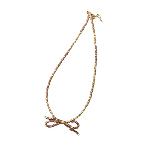 Delicate Perlen Choker Halskette Mit Bowknot Anhänger Stylish Kragen Halsketten Verstellbare Kette Für Frauen Und Mädchenkettenschmuck von FIRSTXIU