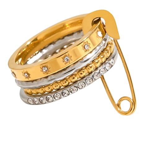 Edelstahl Stapelringe Für Frauen Verstellbarer Minimalistischer Schmuckset 3 Stile Alltag Tragen Bequeme Stapelschmuck von FIRSTXIU