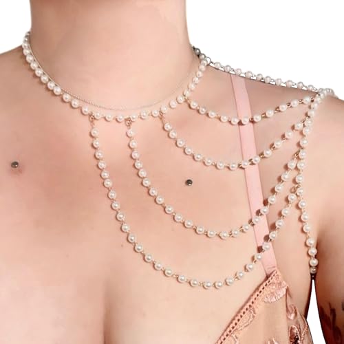 Einfache Mehrschichtige Perlen Schulterkette Körperschmuck Imitation Perlen Schalkette Für Formelle Anlässe Multi Layer Halskette Einfache Mehrschichtige Perlen Schulterkette Körperschmuck Imitation Perlen Schalkette Für Formelle Anlässe Multi Layer Halskette von FIRSTXIU