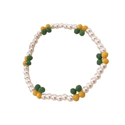 Einfache Pastorale Stile Elastisches Armband Bunte Imitation Perlen Und Funkelnde Kristalle Handchain Accessoire Für Frauen Einfaches Pastoral Stil Armband von FIRSTXIU