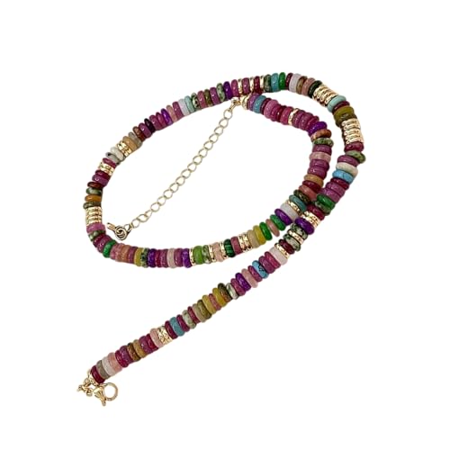 Einzigartige Handgefertigte Halskette Mit Reichlich Farbigen Natursteinen Und Goldakzents Schlüsselbeinkette Ideal Für Trendsetter Jugendliche Modeschmuck von FIRSTXIU