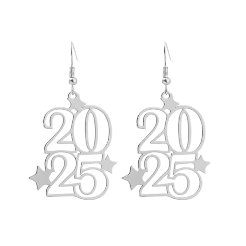 Elegante 2025 Nummer Und Sternlegierung Dangle Ohrringe Neujahrsfeier Schmuck Mode Accessoires Ohrbekleidung Für Frauen Mädchen Trendige Frauenohrringe von FIRSTXIU