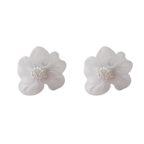 Elegante Dangle Ohrringe Handgefertigtes Rosenblume Stoff Floral Übertreiben Ornament Für Frauen Mädchen Stilvolle Stoff Ohrringe von FIRSTXIU