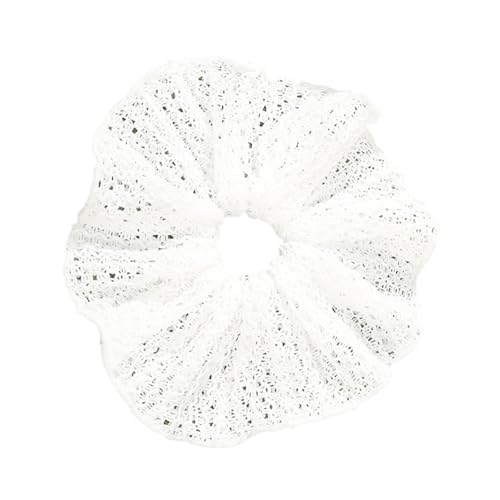 Elegante Weiße Strukturierte Haare Scrunchie Vintage Design Elastischer Pferdeschwanzhalter Für Frauen Mädchen Täglich Accessoire Französische Weiße Scrunchie Haarkrawatte von FIRSTXIU