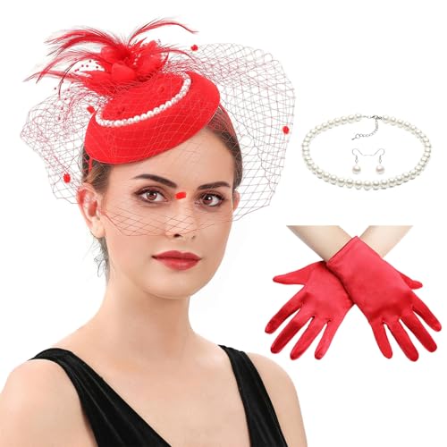 Eleganter Für Frauen Leichte Spitzenhandschuhe Halskette Ohrringe Mit Gefiederter Faszinatorkirche Anlass Accessoire Polyester Derby Hüte Eleganter Für Frauen Leichte Spitzenhandschuhe Halskette Ohrringe Mit Gefiederter Faszinatorkirche Anlass Accessoire Polyester Derby Hüte von FIRSTXIU