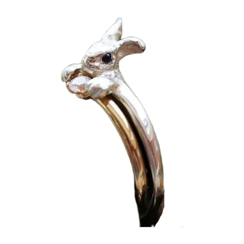 FIRSTXIU 1. Kaninchen Inspirierte Stapelbare Ringe Mit Funkelnden Kristallen Trendy Schmuck Frauen Und Mädchen Verstellbare Süße Tierringe von FIRSTXIU