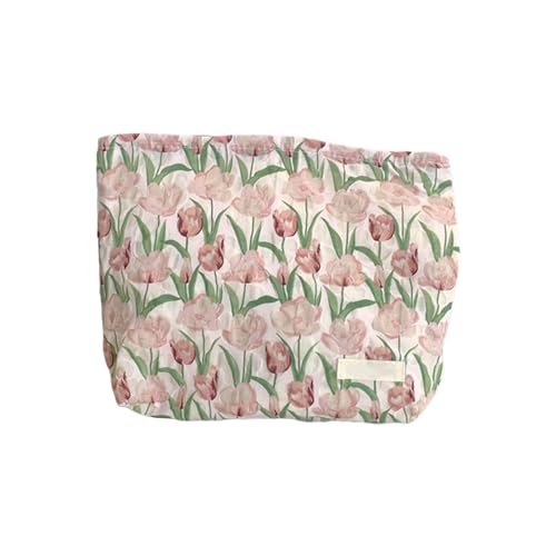 FIRSTXIU Aufbewahrungsbeutel Lippenstifte Blumenmuster Kosmetische Großkapazität Make Up Für Mädchen Frauen Modische Handtasche von FIRSTXIU