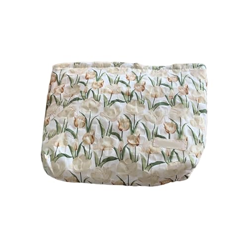 FIRSTXIU Aufbewahrungsbeutel Lippenstifte Blumenmuster Kosmetische Großkapazität Make Up Für Mädchen Frauen Modische Handtasche von FIRSTXIU