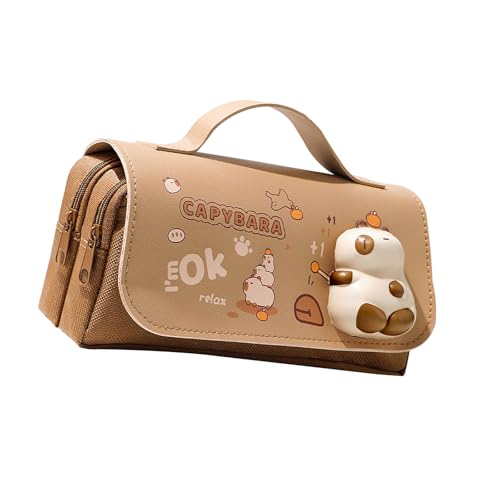 FIRSTXIU Cartoon Bleistiftkoffer Mit Hülle Hochkapazität Stifthaltertasche 3 Fach Tragbarer Stift Organisatoren Reisen Kosmetikbeutel Bequemer Grip Bleistifthalter von FIRSTXIU