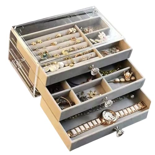 FIRSTXIU DREI Schubladenschmuck Organizer Mit Velvets Innenohrringe Halsketten Armbänder Stylish Accessoire Organizer Juwely Aufbewahrungslösung FIRSTXIU DREI Schubladenschmuck Organizer Mit Velvets Innenohrringe Halsketten Armbänder Stylish Accessoire Organizer Juwely Aufbewahrungslösung von FIRSTXIU