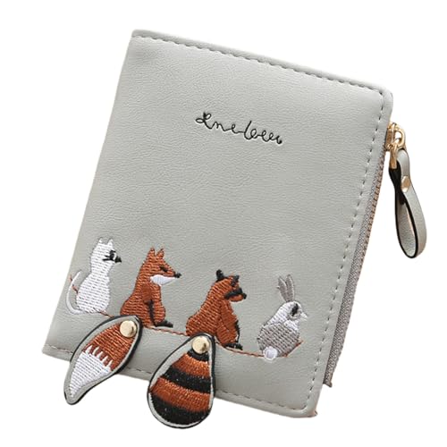 FIRSTXIU Damen Stickerei Kurzer Brieftaschenmünzen Und Foto Slot PU Leder Münzholz Kartenhalter Wechseln Sie Beutel Kreditkarte von FIRSTXIU