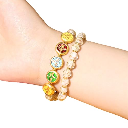 FIRSTXIU Double Layer Night Leuchten Glasarmband Symbolisieren Wohlstand Und Vermögen Für Modeliebhaber Und Stilseuchende Trendige Handgelenkschmuck von FIRSTXIU