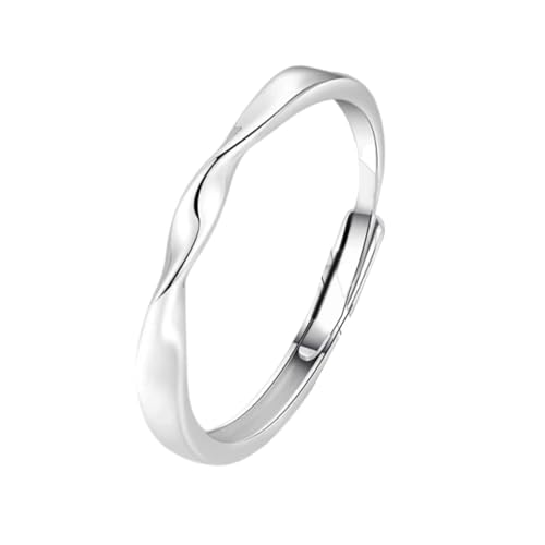 FIRSTXIU Einfache Ringe Verstellbare Modeblumenöffnungsringe Silber Textur Mode Geeignet Für Passende Look von FIRSTXIU