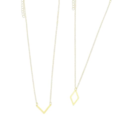 FIRSTXIU Elegante Geometrische V Form Choker Rhombus Halskette Set Verstellbar FIRSTXIU Elegante Geometrische V Form Choker Rhombus Halskette Set Verstellbar von FIRSTXIU