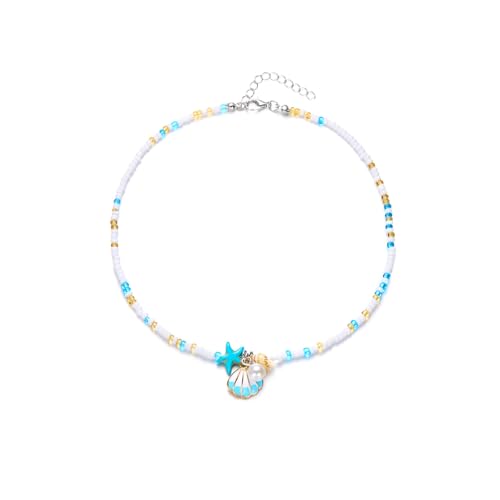 FIRSTXIU Elegante Schlüsselbeutelkette Halskette Halsschmuck Muschel Anhänger Halskette Perlenlegierung Textur Für Verschiedene Anlässe Strand von FIRSTXIU
