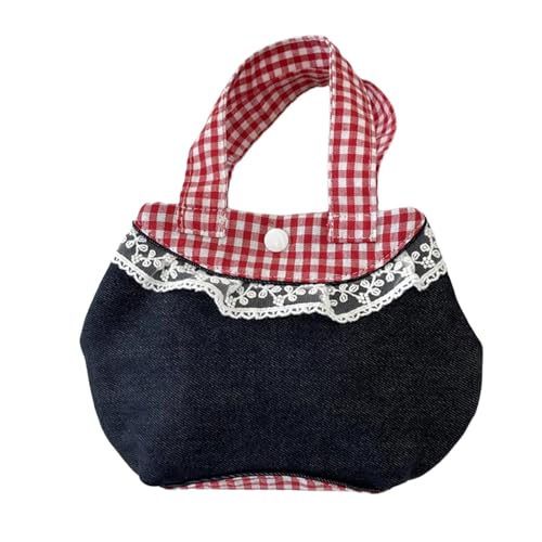 FIRSTXIU Eleganter Spitzenakzent Top Tasche Vintage Inspirierte Karierte Designs Handtasche Geräumige Fach Alltag Essentielle Arbeit Bis Datum Handtasche von FIRSTXIU