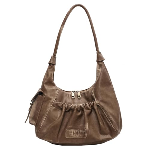 FIRSTXIU Frauen Bag Falten Umhängetasche PU Leder Achselhilfe Handtasche Und Geldbörsen Retro Dumplings Trend Achsel von FIRSTXIU