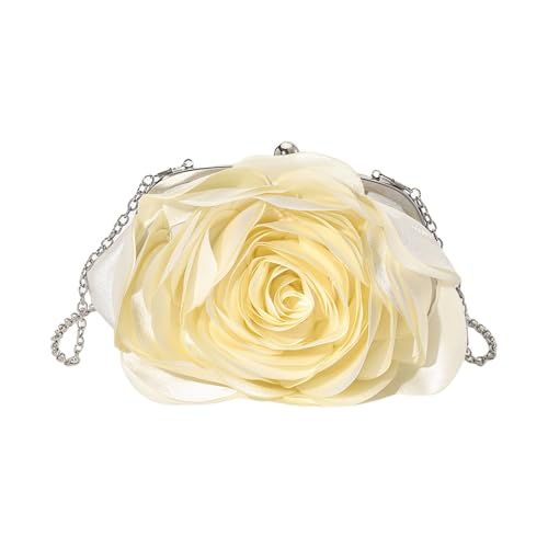FIRSTXIU Frauen Elegante Rosenblumen Satins Abendkupplung Tasche Mit Abnehmbarer Kette Für Hochzeitsfeiern Event Handtasche Geldbeutel Mode Frauen Clutch von FIRSTXIU