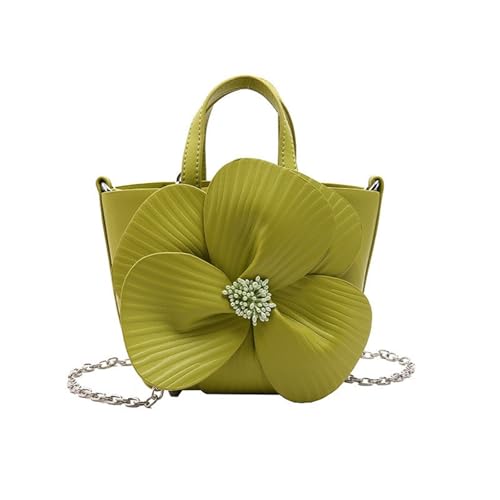 FIRSTXIU Frauen Geldbeutel Eimerbeutel Mit Kettengurt Modische PU Leder Hochzeitsfeier Schulter Crossbody Handtasche Blumenhandtasche von FIRSTXIU