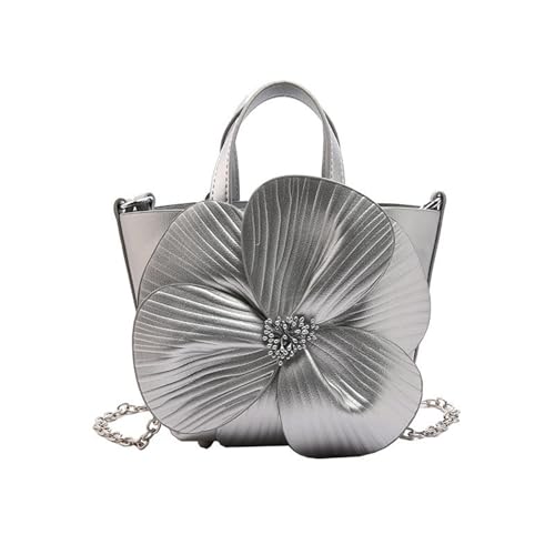 FIRSTXIU Frauen Geldbeutel Eimerbeutel Mit Kettengurt Modische PU Leder Hochzeitsfeier Schulter Crossbody Handtasche Blumenhandtasche von FIRSTXIU