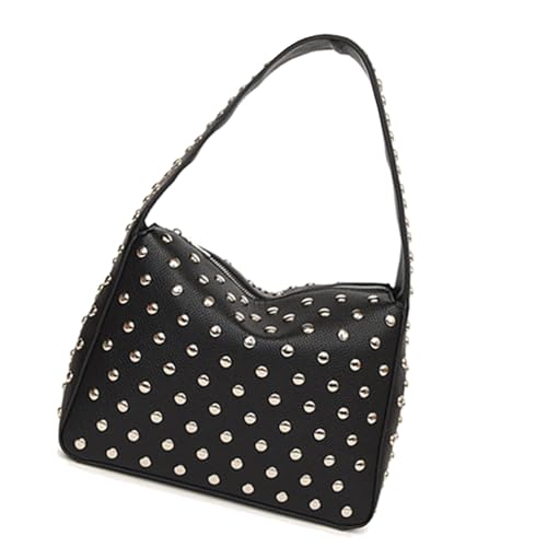 FIRSTXIU Frauen Umhängetasche Rivet Handtasche All Matching Unterarmtasche Winter Achsel Achsel Retro Pendelpendel Trendy Geldbeutel Frauen Achselhilfe Winter Handtasche Alleinfängliche Schulter von FIRSTXIU