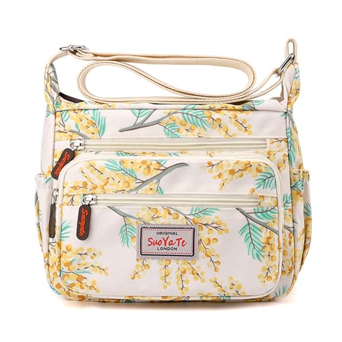 FIRSTXIU Frauen Umhängetaschen Blumendruck Messenger Bag Handtasche Geldbörse Einkaufen Großkapazität Crossbod FIRSTXIU Frauen Umhängetaschen Blumendruck Messenger Bag Handtasche Geldbörse Einkaufen Großkapazität Crossbod von FIRSTXIU