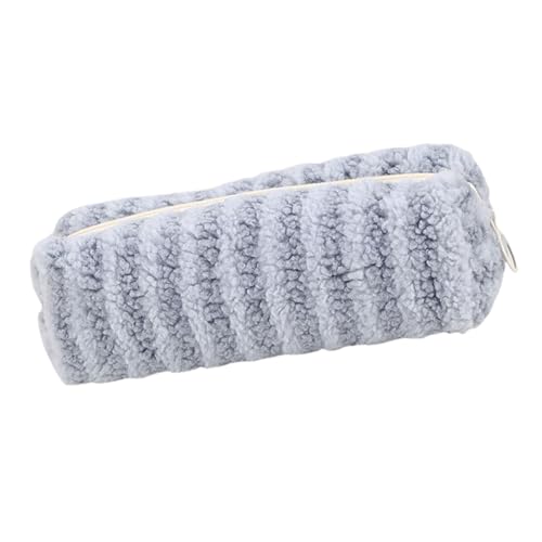 FIRSTXIU Großkapazität Plush Striped Stift Case Cordbeutel Reißverschluss Tasche Großes Fach Für Mädchen STIFAL Student Elegantes Schreiben Accessoire von FIRSTXIU
