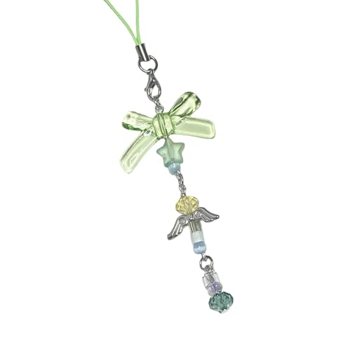 FIRSTXIU Handgefertigte Perlen Telefonkette Kameratasche Charme Harz Bowknot Star Anhänger Keychain Stylish Women Rucksack Dekoration Trendy Perlen Keychain von FIRSTXIU