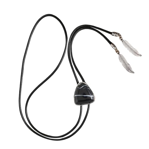 FIRSTXIU Herren Vintage Dreieckig Stein Gefiederter Anhänger Bolotie Kunstleder Seil Krawatte Halskette Hemdkragen Ketten Krawis Unisex Schmuck Krawatte FIRSTXIU Herren Vintage Dreieckig Stein Gefiederter Anhänger Bolotie Kunstleder Seil Krawatte Halskette Hemdkragen Ketten Krawis Unisex Schmuck Krawatte von FIRSTXIU