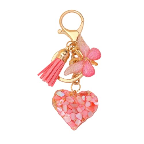 FIRSTXIU Herzschlüsselring Süßer Autoschlüsselkette Schöne Schmetterling Schlüsselringe Hängende Verzierungen Pailletten Gefüllt Harzbeutel Charme Schöner Schmetterling Schlüsselbeutel Charme von FIRSTXIU