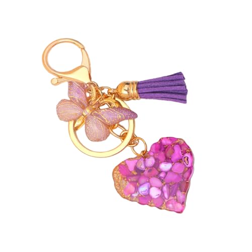 FIRSTXIU Herzschlüsselring Süßer Autoschlüsselkette Schöne Schmetterling Schlüsselringe Hängende Verzierungen Pailletten Gefüllt Harzbeutel Charme Schöner Schmetterling Schlüsselbeutel Charme von FIRSTXIU