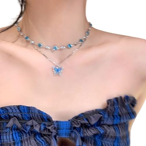 FIRSTXIU Layered Mode Crystal Zircon Schmetterling Halskette Doppelschicht Statement Kragenkette Layered Trendy Schmuckzubehör Alltags Kette Halskette FIRSTXIU Layered Mode Crystal Zircon Schmetterling Halskette Doppelschicht Statement Kragenkette Layered Trendy Schmuckzubehör Alltags Kette Halskette von FIRSTXIU
